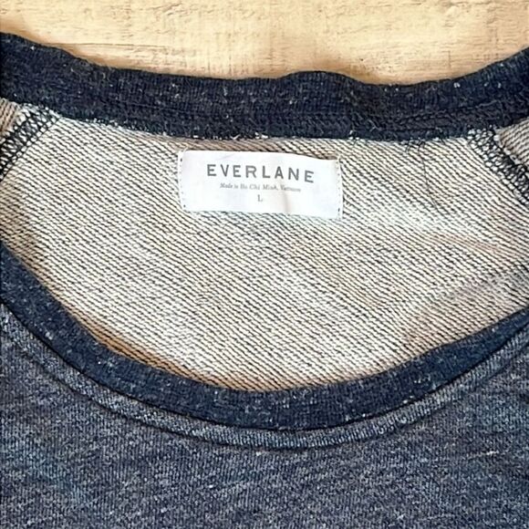 Everlane crop cutoff sweatshirt heather blue crewneck tee size large - Picture 3 of 3